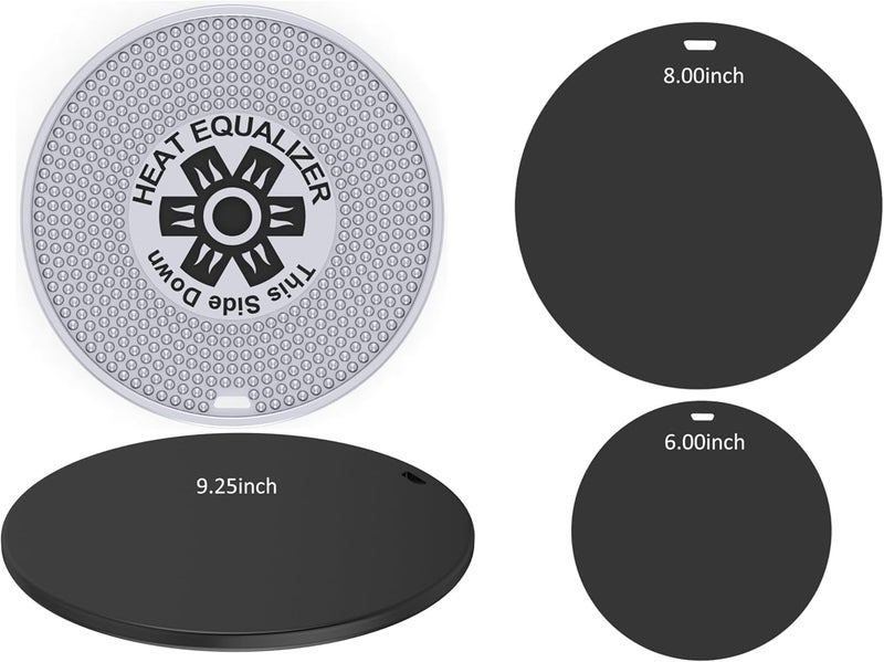 Heat Equalizer -Set of 3 Black Ceramic Finish Heat Diffuser for Gas & Electric Stoves 6”-8”-9.25 inch – Aluminum & Copper Alloy Hot Plate for Even Cooking-Burner Cover & Simmer Plate - Image 1
